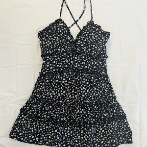 navy blue floral mini dress